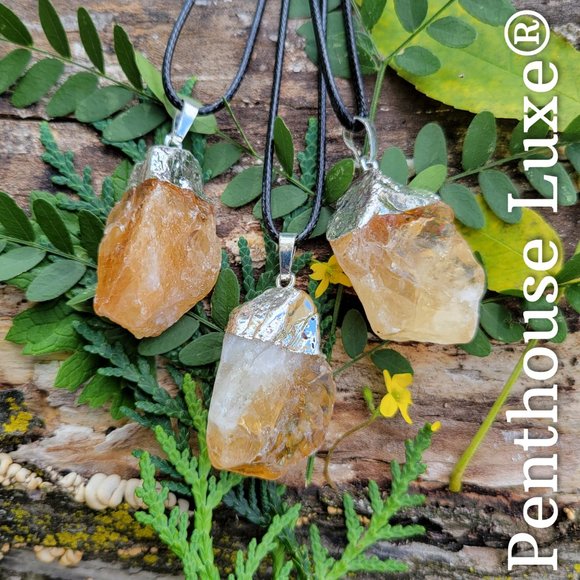 REAL Citrine Quartz Pendant Necklace - Picture 2 of 6